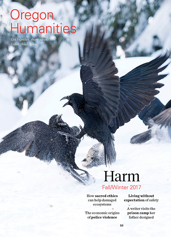 raven photo on cover of Oregon humanities magazine